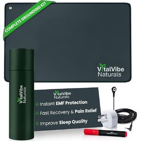 Grounding Mat for Feet Therapy, Sleep & Energy - Anti-Slip & Anti-Static Grounding Pad with Grounding Cord + Adapter + Instruction Manual for Easy Setup, Home & Office (15.7" x 23.6")