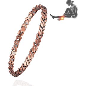 Copper Magnetic Ankle Bracelet for Women for Arthritis, 99.99% Pure Copper Fishtail Design Magnetic Therapy Jewelry with Adjust Tool