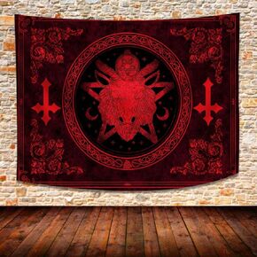 SHRAPHY Goat Head Pentagram Tapestry 80x60 Gothic Devil Demon Satanic Mysterious Hippie Wall Hanging for Living Room GTXTUH384 in Kuwait