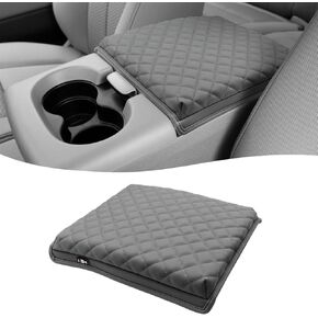 KBH Center Console Armrest Cover for Ford F150 2004 2005 2006 2007 2008 2009 2010, 40/20/40 Jump Seat, Middle Console Cushion Thick Pad, Vinyl Leather Trim, Anti-Scratch, Gray