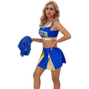 Womens Cheerleader Outfit Uniform Fancy Mini Skirt Set Cosplay Costume Halloween Sexy Cheerleader Costumes for Women