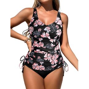 ZAFUL Tankini Swimsuits for Women Twist Front Tummy Control High Waisted Bikini Sets Two Piece Bathing Suits