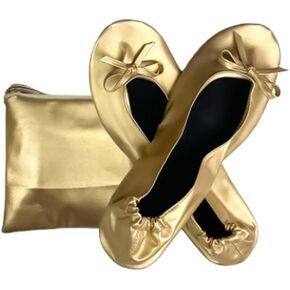 Women's Foldable Ballet Flats Portable Slip-On Shoes for Wedding, Travel, Work & Driving