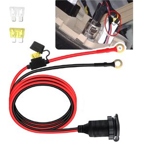 4Ft 24V/12V Cigarette Lighter Socket Extension Cable,Heavy Duty 12V Power Supply Car Plug Outlet with 20A 25A Fuse,Waterproof 12V Power Outlet Car Accessories (4Ft)