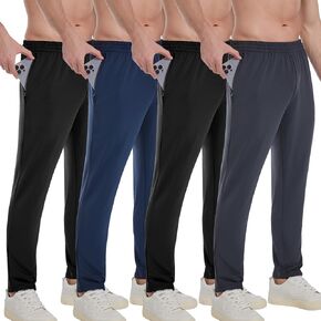 OYGSieg 4 Pack Mens Athletic Sweatpants with Zipper Pockets,Quick Dry Joggers for Men,Workout Casual Hiking Jogging Pants Men SetA 2XL