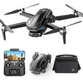 DEERC D65 2 Axis Mechanical Gimbal EIS GPS Drones with Camera for Adults 4K, 249g Foldable FPV Quadcopter Lightweight Drone with 30FPS Video, Brushless Motor, Follow Me, Auto Return, Wind Resistance