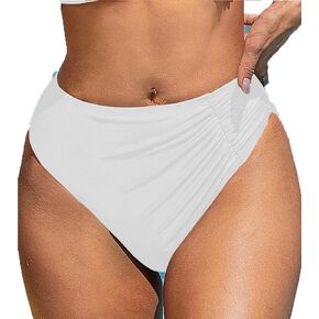WODECASA Women's High Waisted Bikini Bottom Ruched Tummy Control Swimsuit Bottoms Full Coverage Bathing Suit Briefs