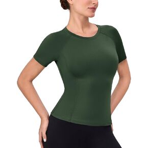 SPVISE Women's Compression Shirt Short Sleeve Workout Tops Athletic Baselayer Dry Fit Running Yoga Gym Basic T-Shirt Crewneck