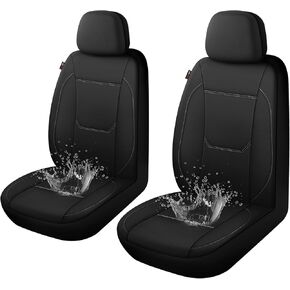 Waterproof Car Seat Covers, 2pcs Front Car Seat Covers, Black Seat Covers for Cars, Airbag Compatible, Universal Fit Most Car, Sedan, Truck, SUV(Black)