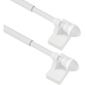 Magnetic Curtain Rods,Multi-Use Adjustable Appliance for Metal Doors ,Windows,No Tools Needed，16-28 Inch，White，2 Pack 16-28 Inch 2 Pack
