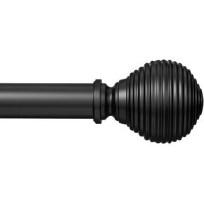 Curtain Rods for Windows, 1 Inch Matte Black Heavy Duty Curtain Rod Adjustable Decorative Drapery Rods with Round Brackets