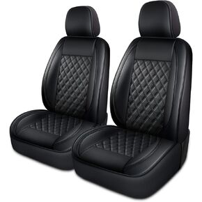 GIANT PANDA Universal Rear Seat Covers for Car, Piping Leather 60/40 or 40/60 Split Bench Back Seat Covers Fit 95% Cars Sedans SUVs (Black)