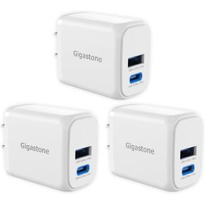 Gigastone 12W USB C USB A Dual Port Wall Charger [6 Pack] 2.4A Travel Charging Block Fast Charging Power Brick, Compatible with iPhone 15/14/13/12/11/X/8, Samsung Galaxy S23, Pixel