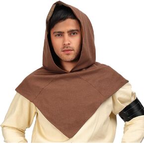 Medieval Cowl Linen Hat Pointed Hem Lined Hooded Cloak Cape for Ren Faire