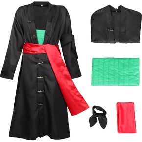 DAZCOS Cosplay Costume Black Kimono Robe Cloak with Sash Armband for Men