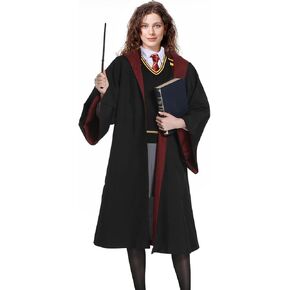 Wizard Robe Cloak with Hooded for Adult and Teens Magician Outfit Cape Halloween Costume Dress Up for Men & Women