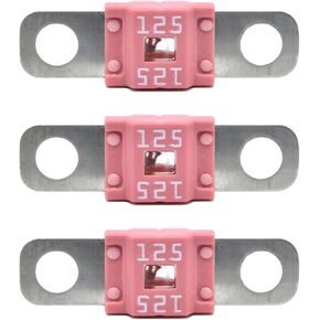 3pcs AMI/MIDI FUSE 125A FUSE HIGRET BOLT-ON FUSE ، مناسبة للسيارات والشاحنات ومركبات البناء والحافلات والقوافل والسيارة الكهربائية والغولف والعربة