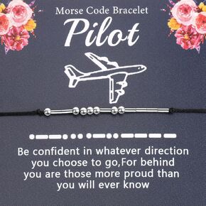 LQRI Airplane Pilot Gifts Pilot Bracelet Morse Code Code Aviation Jewelry Future Pilot Gifts New Pilot Gipts Tregts