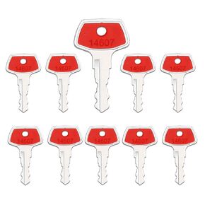 Ignition Keys 14603 14607 14707 14657 for JCB Bomag Terex Mini Excavators New Holland and Ford Vibromax Maxi Skytrak, Dynapac LG200/LG500 Compactor, Volvo Upright Equipment Key, Pack of 10