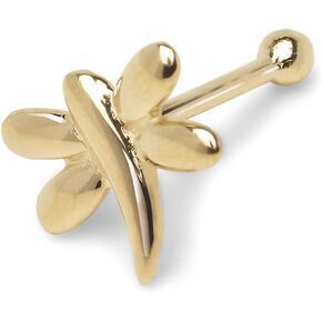 JewelryWeb - 14K الذهب الأصفر الحقيقي 20G Dragonfly الأنف STAND RING - 5 مم × 6 مم - حلقة الأنف الذهبية للنساء - مجوهرات ثقب الأنف - الأزرار الأنف 14K
