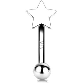 Melighting 16G Star Rook Earring Sterling Silver 925 6/8 mm Eyebrow Ring Cartilage Earring Internally Threaded Rook Piercing Jewelry for Women