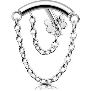 OUFER 16G Helix Earrings, 316L Surgical Steel Helix Piercing Jewelry, Two Chains Internally Threaded Labret Rings, Forward Helix Cartilage Tragus Earrings for Women