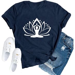 Yoga Shirts for Women Workout Tops Lotus Flower Meditation Tops