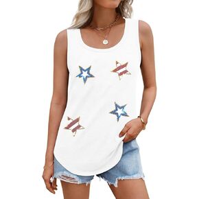 Top Flag Tank American Top Women 4th of July Tops Stars Starkin anquin anks Vestic O-teac tops daptiveless dops