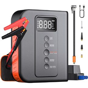 12V Car Jump Starter with 150PSI Air Compressor,3 in 1 Car Battery Jump Starter;12V Emergency Battery Pack;Battery Booster;6.0L Gasoline and 3.0L Diesel Engines