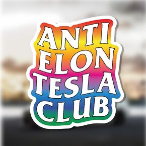 Anti Elon Tesla Club Car Magnet, Anti Elon Musk Gift Vinyl Coat of Arms Auto Bumper Decoration Colorful by Solmamz (Anti Elon Tesla Club Colorful)