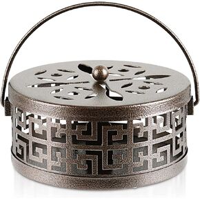 Exquisite Metal Mosquito Coil Holder Long-Lasting Coil Incense Burner for Indoor and Outdoor (Black)