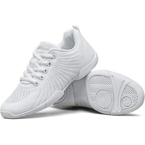 BAXINIER Girls White Cheerleading Shoes Youth Competition Cheer Sneakers Lightweight Athletic Training Dance Tennis Walking Shoes