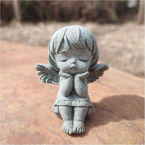 livelyfish Little Angel Statue with Wings Cute Girl Collectible Figurine for Garden Aquarium Fish Tank Home Shelf Desk Decor