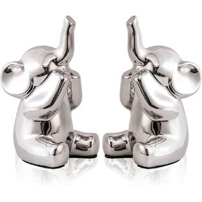 Loving Pair of Small Silver Elephant Statues Silver Home Decor Modern Boho Style Figurine Decorative Ornaments for Living Room, Bedroom, Office Desktop, Cabinets, Shelf in Kuwait