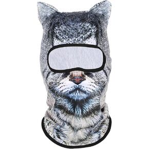 3D Cat Ski Mask Balaclava with Ears - Cat Shiesty Face Cover for Skiing, Music Festivals, Cycling, Halloween Parties