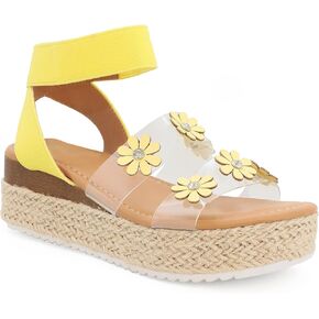 YOKI MALLEN-03Y Girls Wedge Sandals with Floral Details, Girls Platform Sandals