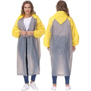 Raincoat, [Pack of 2] Portable EVA Raincoats Rain Poncho with Hoods and Sleeves Emergency Camping Survival Kits