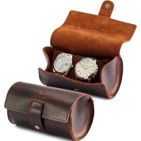 NomadCraftsCo. Leather Single Watch Travel Case for Men – Luxury Watch Roll with Pillow, Leather Gift Box for Travel, Birthday, or Anniversary