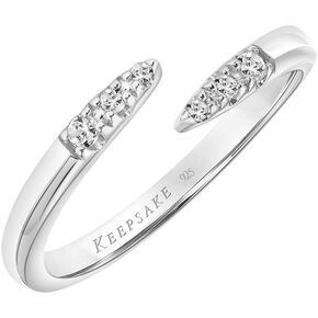 Bypass Ring for Women Offset Diamond Ring in 925 Sterling Silver or 18k Yellow Gold Vermeil 0.056ct (I-J, I3), by Keepsake