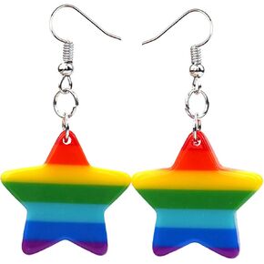 Rainbow Heart Pride Earrings For Women LGBTQ Earrings Colorful Acrylic Cute Heart And Star Lesbian Earrings Y2k Jewelry LGBT Pride