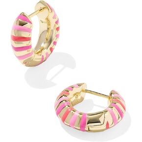 Kendra Scott Womens Mikki Enamel Huggie Earrings Gold Pink Mix One Size One Size