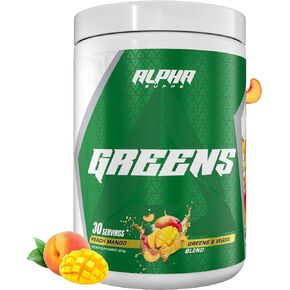 Alpha Greens Supplement | Fruit & Vegetable Superfood Powder | Over 40 Natural Plant Based Ingredients | Prebiotic & Probiotic Digestive Support Blend - 30 Servings (Pineapple)