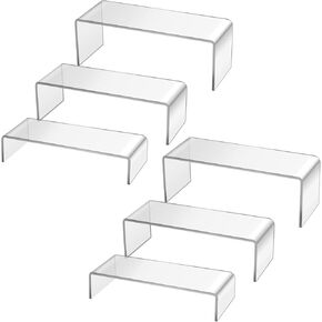 6 Pcs Acrylic Display Risers, 7"/8"/9" Large Transparent Display Stand Cabinet Riser Shelves Dessert Holder Shelf for Cupcake, Collectibles, Perfume, Retail Shop Showcase, Party Supplies