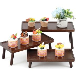 3 Tier Cupcake Stand & Wood Riseers ، حلوى تقف لكعكة الكوب أو الطعام ، وقصة شاشة Riser لمقتنيات العطور ، قوية وقابلة لإعادة الاستخدام