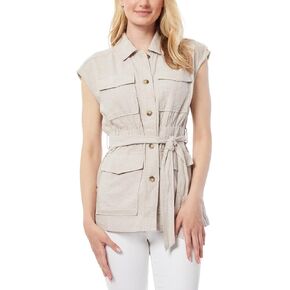 Washed Linen-Blend Safari Vest