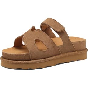 Women's Thick Platform Slide Sandals anti-slip Sole Open Toe Strap Summer Flats Shoes