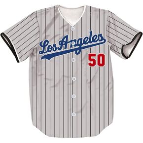 5/17/50 Stripes Baseball Jersey Short Sleeve Button Shirts for Fans