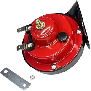 12V 300DB Super Loud Train Horn for Truck, Waterproof Air Horns for Safety, Electric Snail Train Horn Bull Horns for Cars Pickup Trucks Motorcycle Bike Boat, Universal Accessories (Red)
