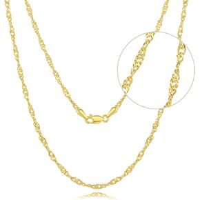 2MM 14K Gold Chain for Women Cute Thin Golden Chain for Men Dainty Gold Necklace for Women Non Tarnish Singapore Twist Chains Strength Meets Style Golden Jewelry for Womens 16-24IN