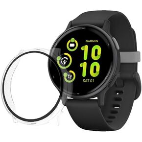 iDaPro [4 عبوات] واقي شاشة لساعة Garmin Vivoactive 3 (ليس لـ Vivoactive 3 Music) + سدادات سيليكون مضادة للغبار، زجاج مقسى مضاد للخدش، سهل التركيب وخالي من الفقاعات